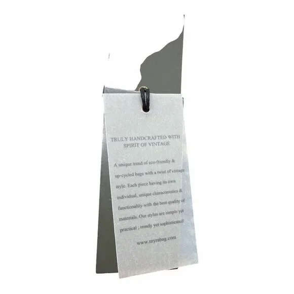 Brand New Myra Azure Petals Woven Crossbody Bag with Handtooled Leather - Picture 5 of 5